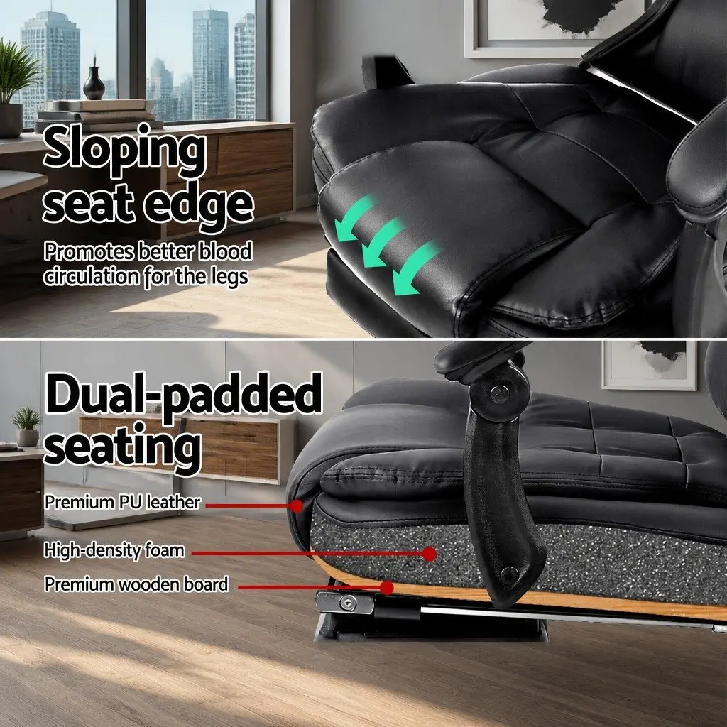 Massage Office Chair 8 Point Ergonomic High Back Swivel Desk Seat Black