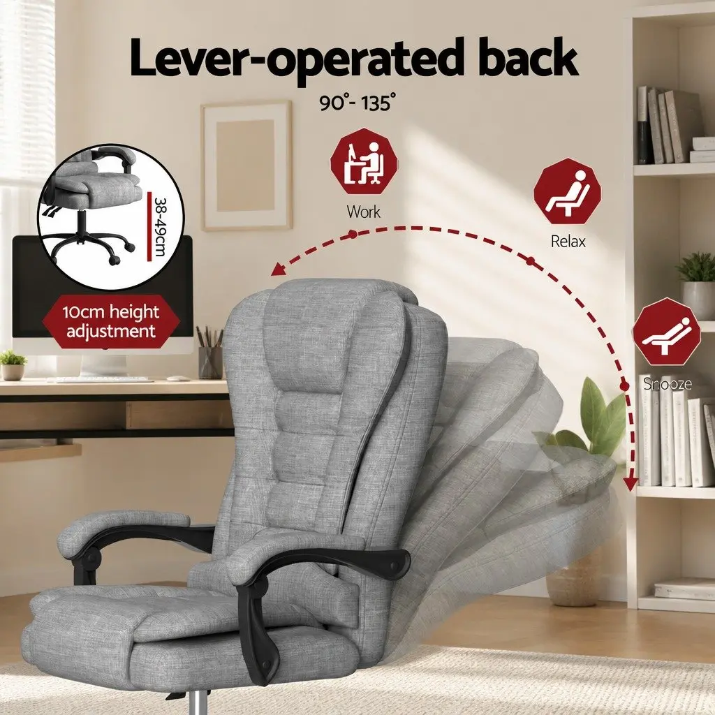 Executive Office Chair Massage Ergonomic Adjustable Recline 4-Point Grey