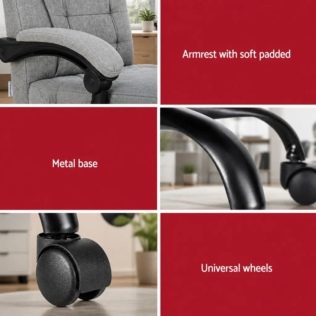 Executive Office Chair Massage Ergonomic Adjustable Recline 4-Point Grey