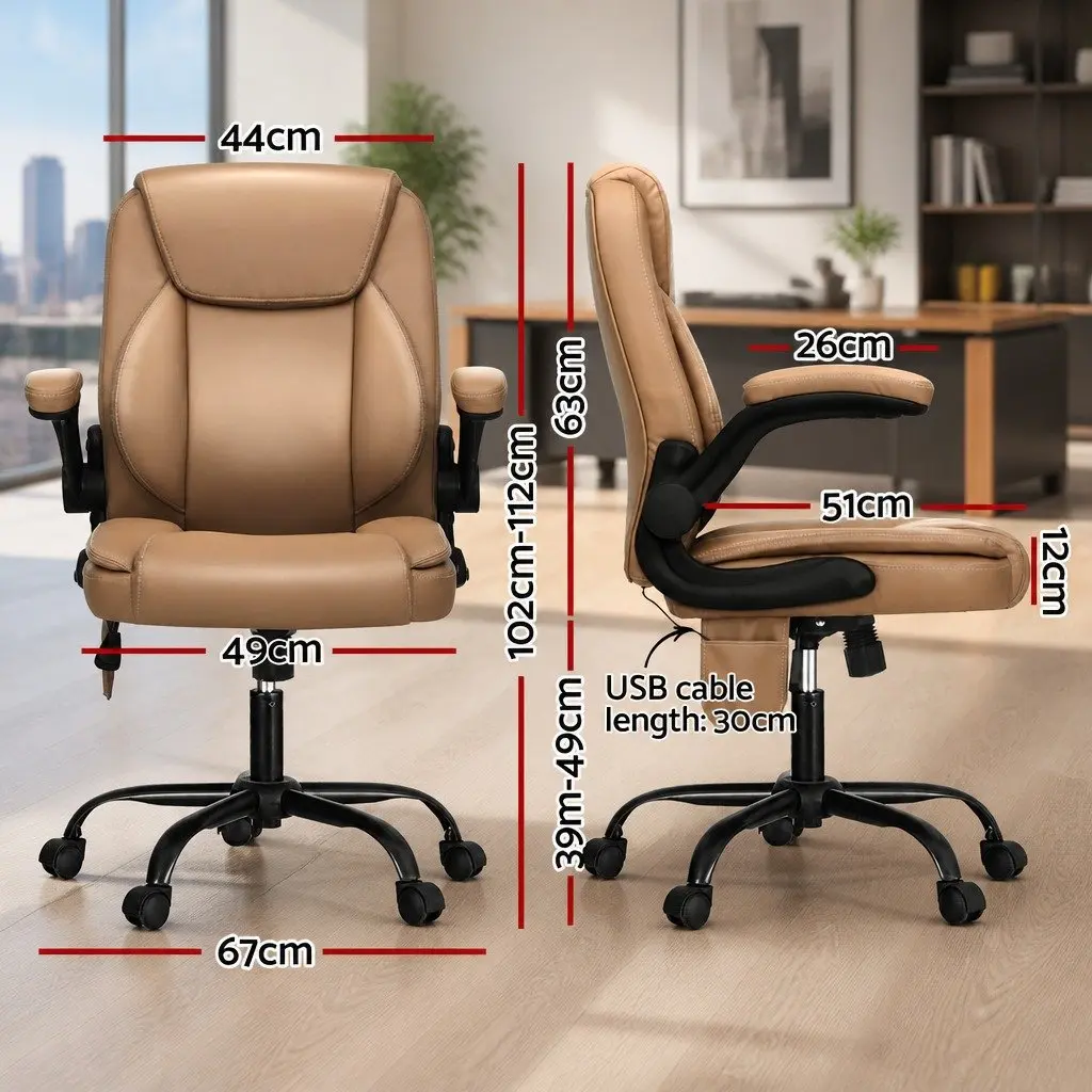 Massage Office Chair Lumbar Vibration Mid Back Sand