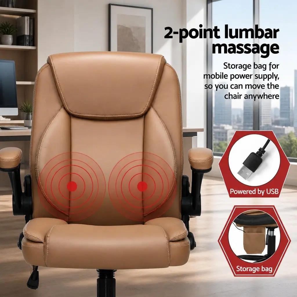 Massage Office Chair Lumbar Vibration Mid Back Sand