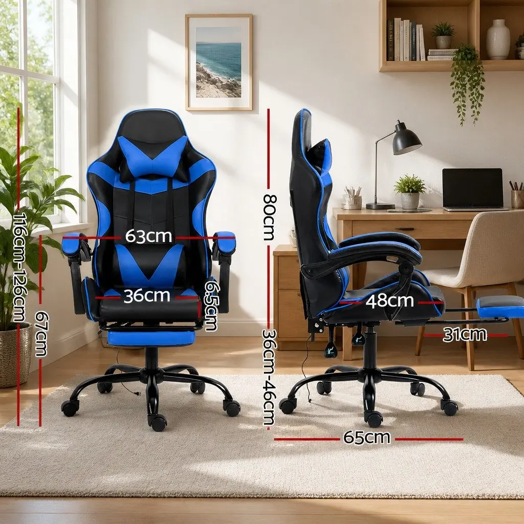 Massage Gaming Office Chair in Blue
