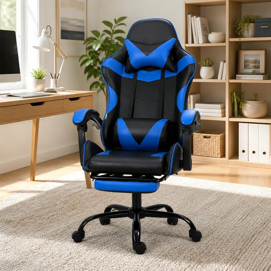 Massage Gaming Office Chair in Blue