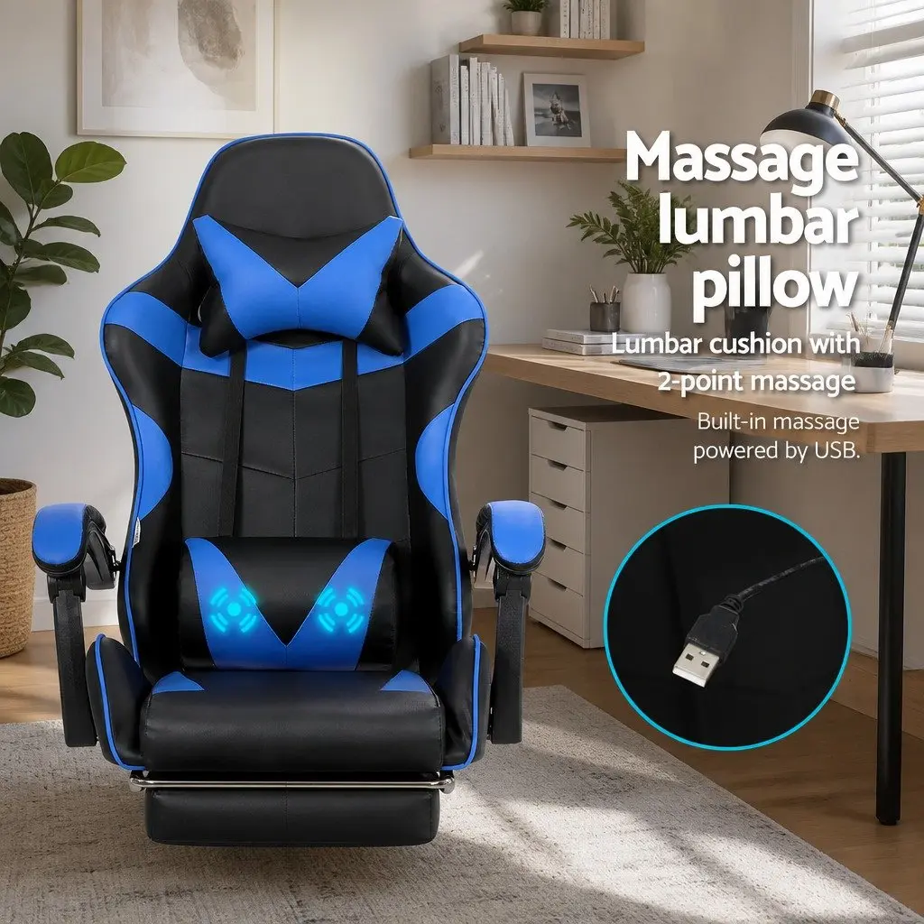 Massage Gaming Office Chair in Blue