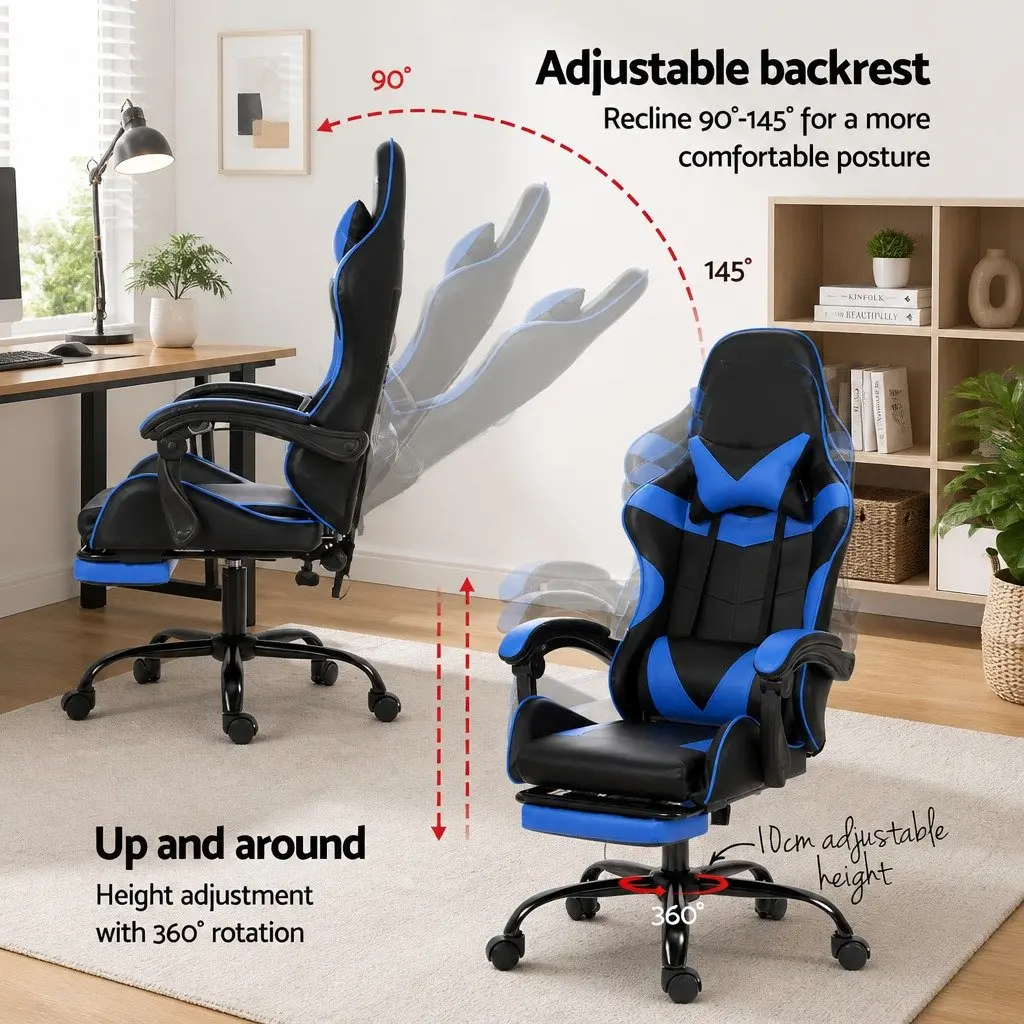 Massage Gaming Office Chair in Blue