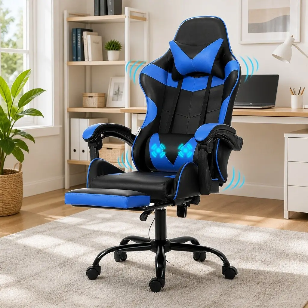 Massage Gaming Office Chair in Blue
