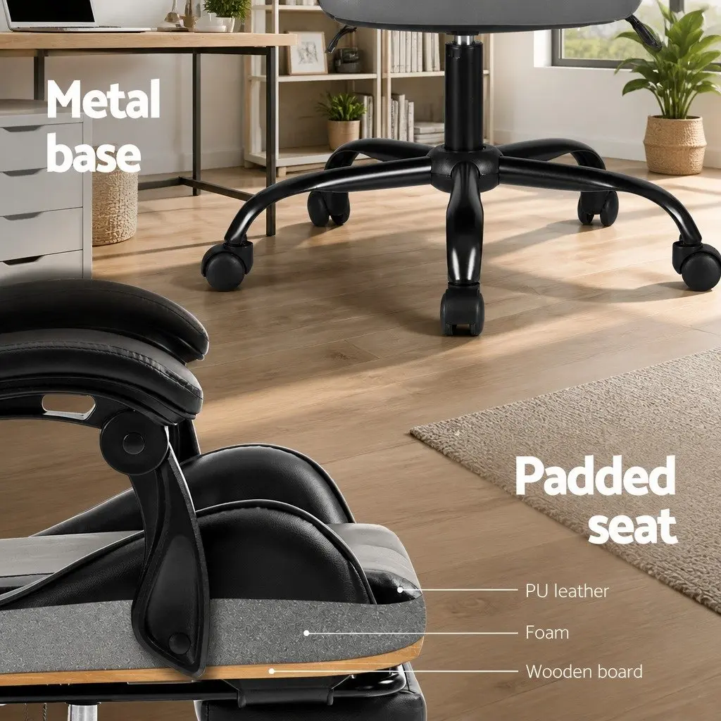 Ergonomic Massage Chair for Gaming and Office Use with Footrest 360 Degree Rotation Adjustable Recline in Grey or Black