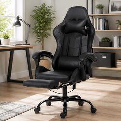 Ergonomic Gaming Chair with Massage and Footrest