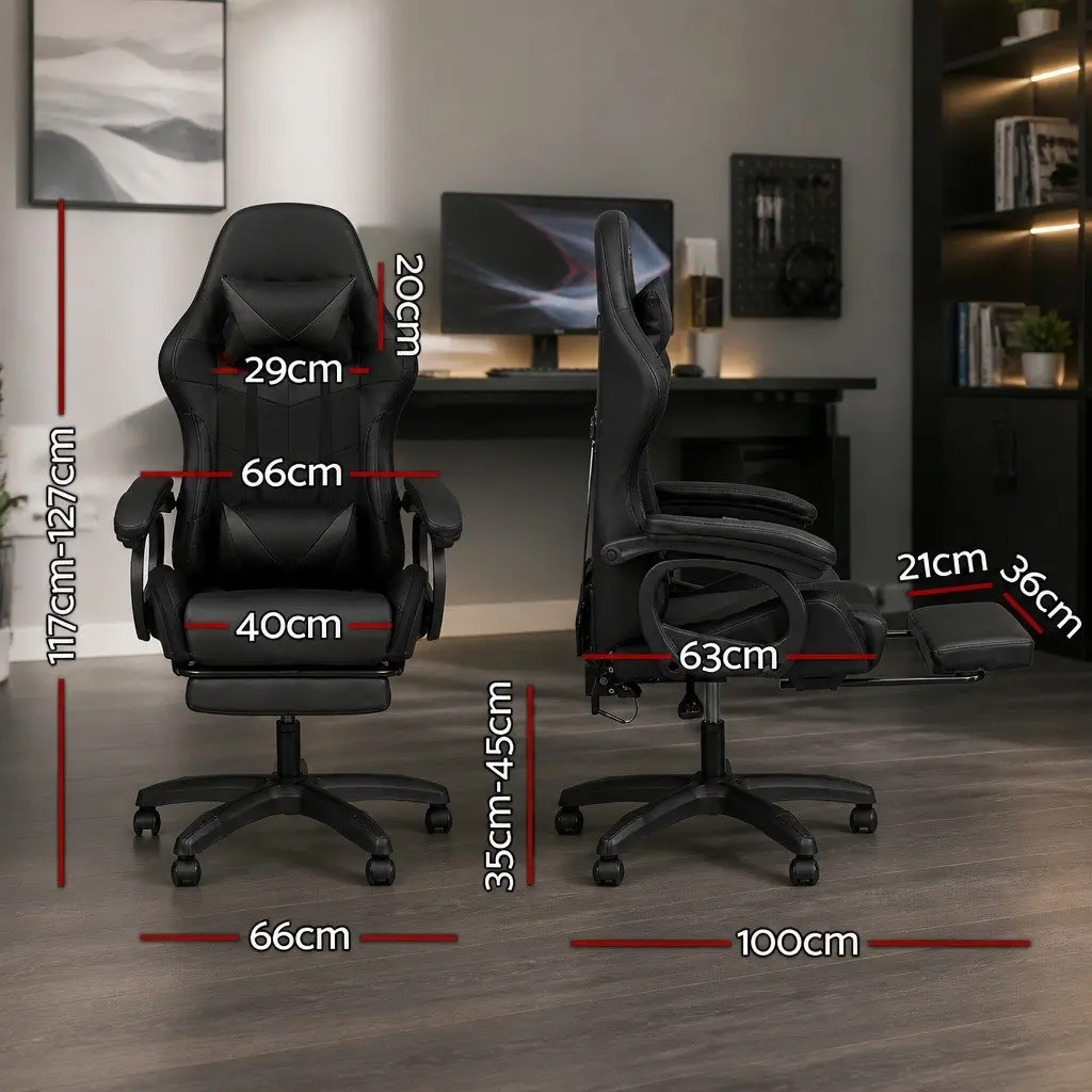 Gaming Office Chair Ergonomic Comfort 135 Degree Recline Black