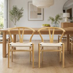 Wooden Dining Chairs with Wishbone Backrest for Value
