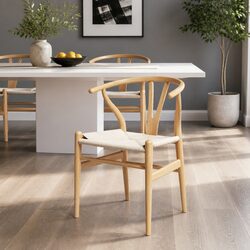 Reliable Dining Chair with Rattan Seat and Supportive Design