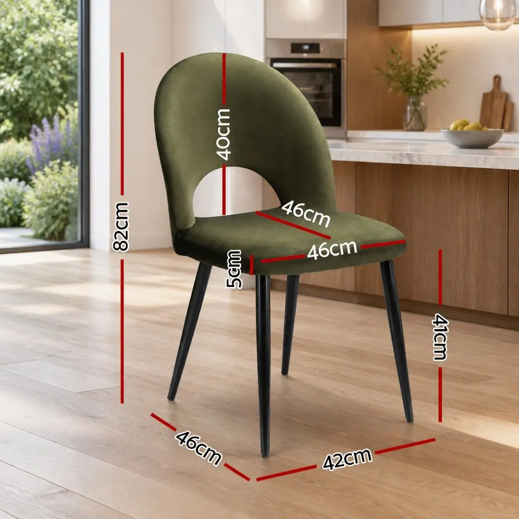 Dining Chairs Velvet Green Padded Seat Plywood Frame