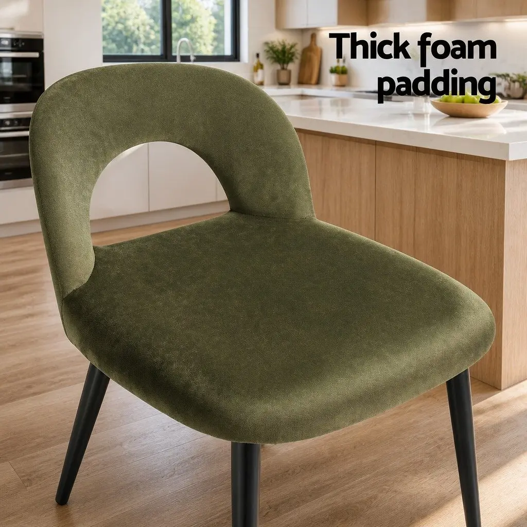 Dining Chairs Velvet Green Padded Seat Plywood Frame