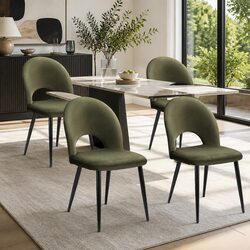 Comfortable Set of 4 Green Velvet Dining Chairs