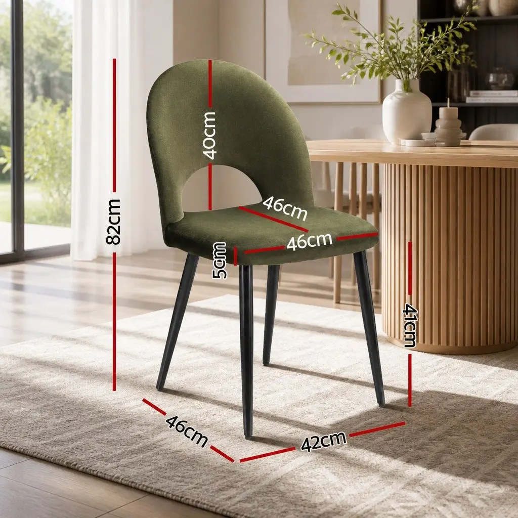 Dining Chairs Velvet Green Padded Seat Kitchen Dining Room Set of 4