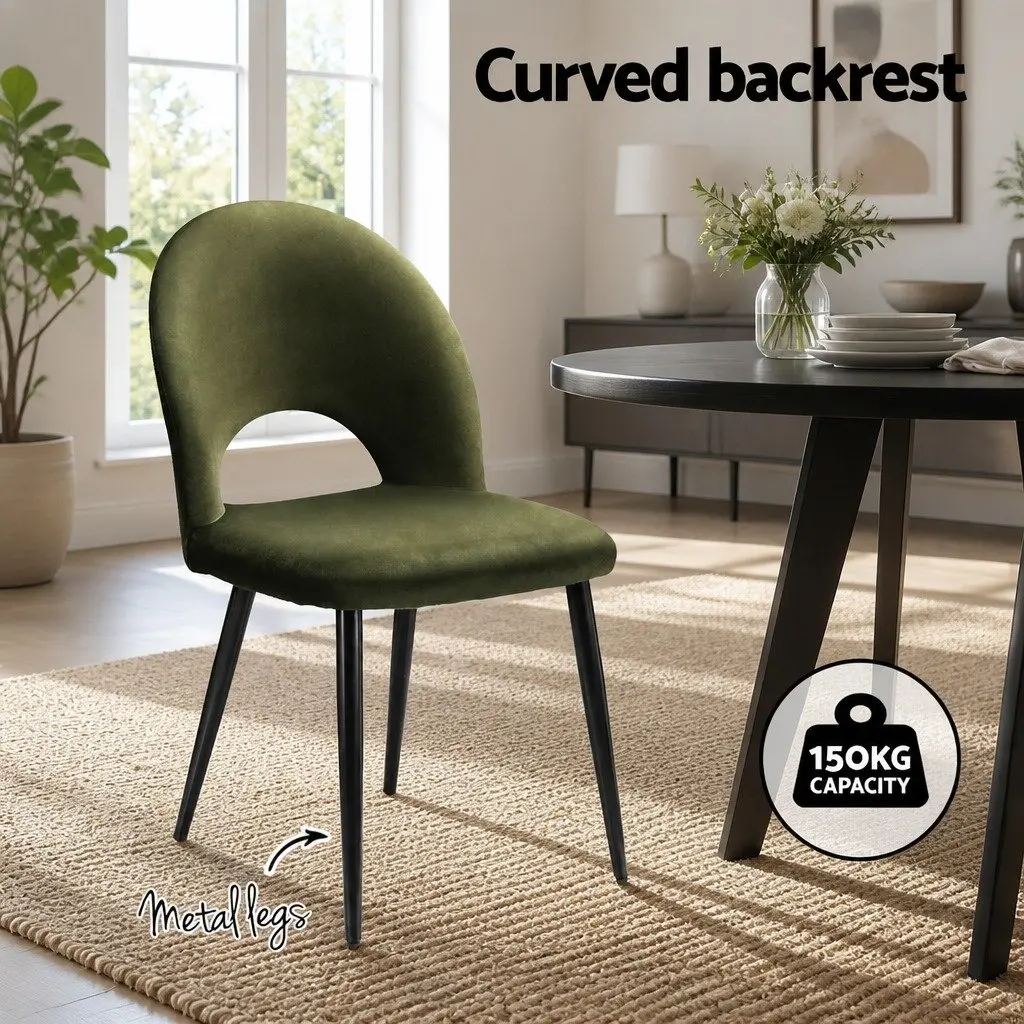 Dining Chairs Velvet Green Padded Seat Kitchen Dining Room Set of 4