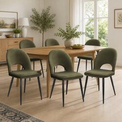 Comfortable Green Velvet Dining Chairs - Set of 6