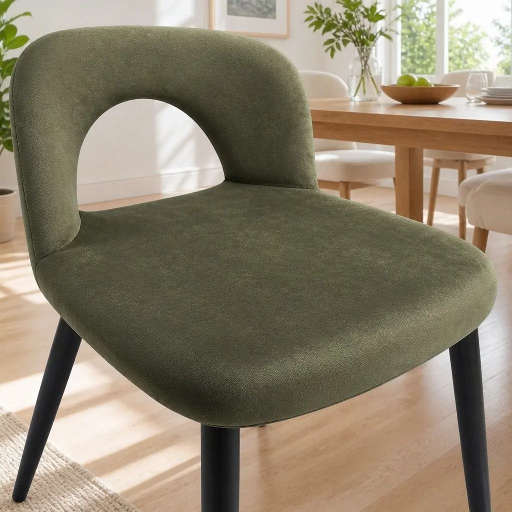 Dining Chairs Set of 6 Green Velvet Padded Seat Kitchen Dining Room Furniture
