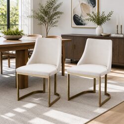 Comfortable and Practical Beige Dining Chairs Set of 2