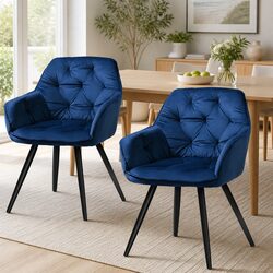 Comfortable Navy Blue Dining Chairs Set of 2
