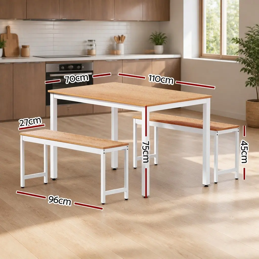 3-Piece Dining Set with Solid Build