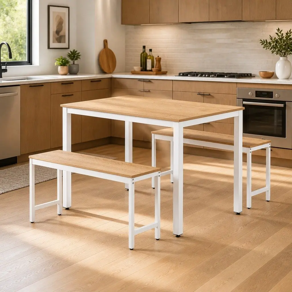 3-Piece Dining Set with Solid Build