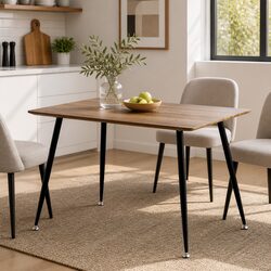 Dining Table 4 Seater Rectangular Kitchen Cafe 120CM Natural Wood Grain Top