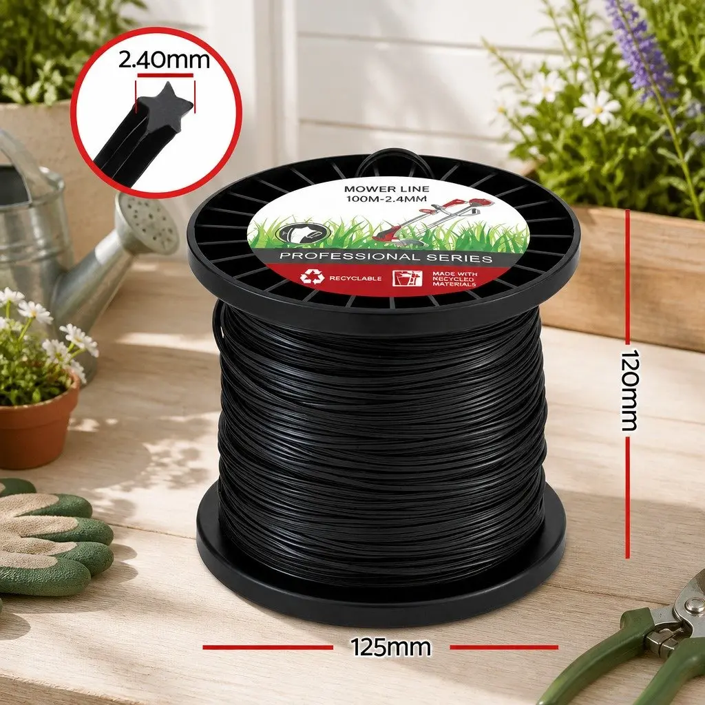 Trimmer Line 100M Nylon String Cord 2.4mm Star Black