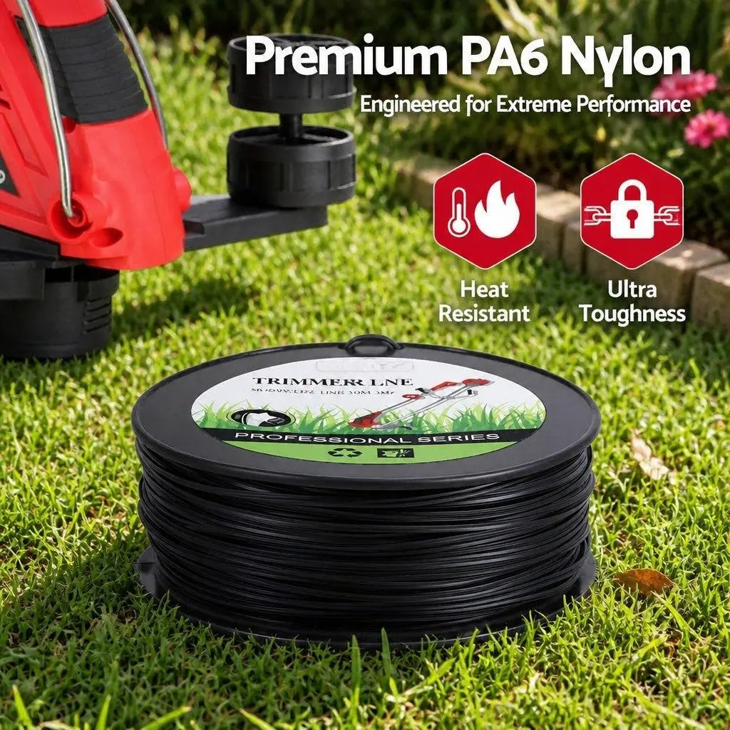 Trimmer Line 100M 3.0mm Star Nylon String Cord Black