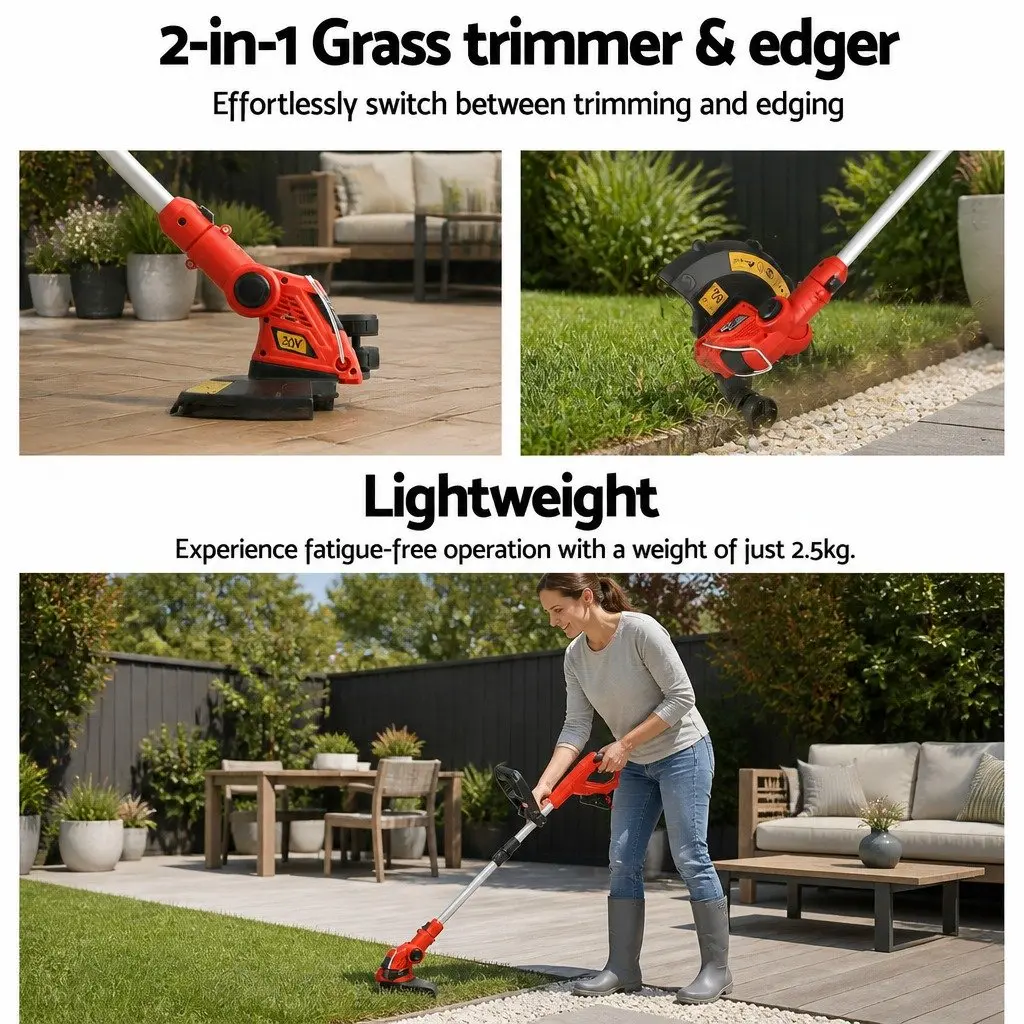 Cordless Line Trimmer 20V Lawn Edger Lightweight Adjustable Cutting Tool