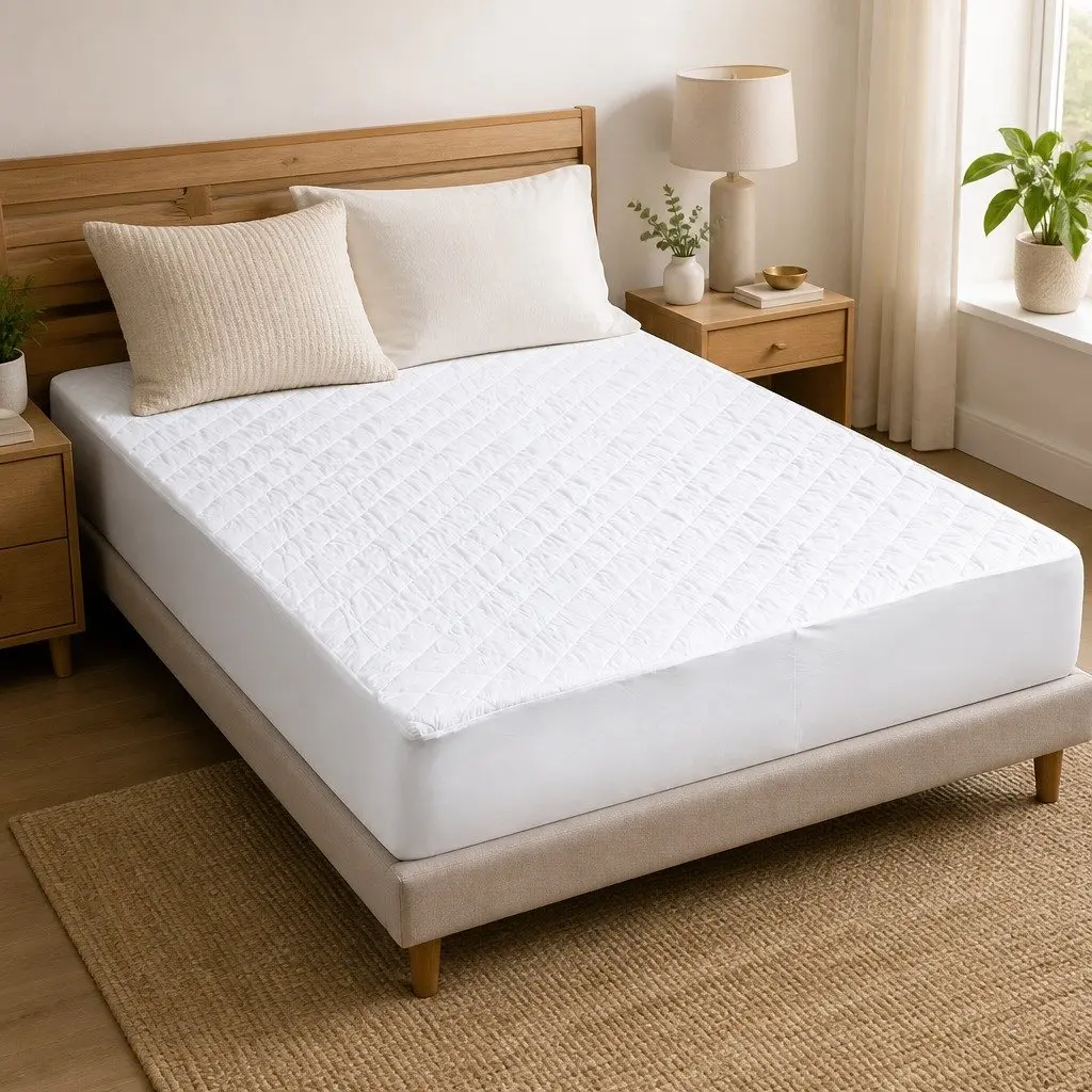 King Mattress Protector Waterproof Microfiber Fitted Quilted White 203cm x 183cm