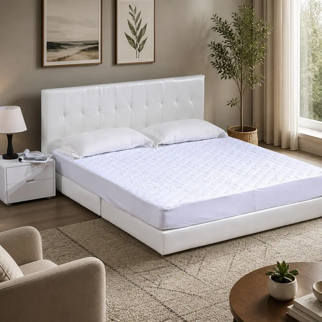 Fitted Mattress Protector King Single Waterproof Microfiber Dust Mite Prevention White