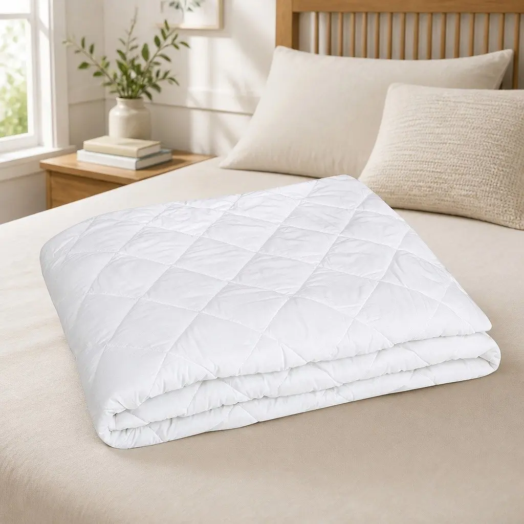 Fitted Mattress Protector King Single Waterproof Microfiber Dust Mite Prevention White