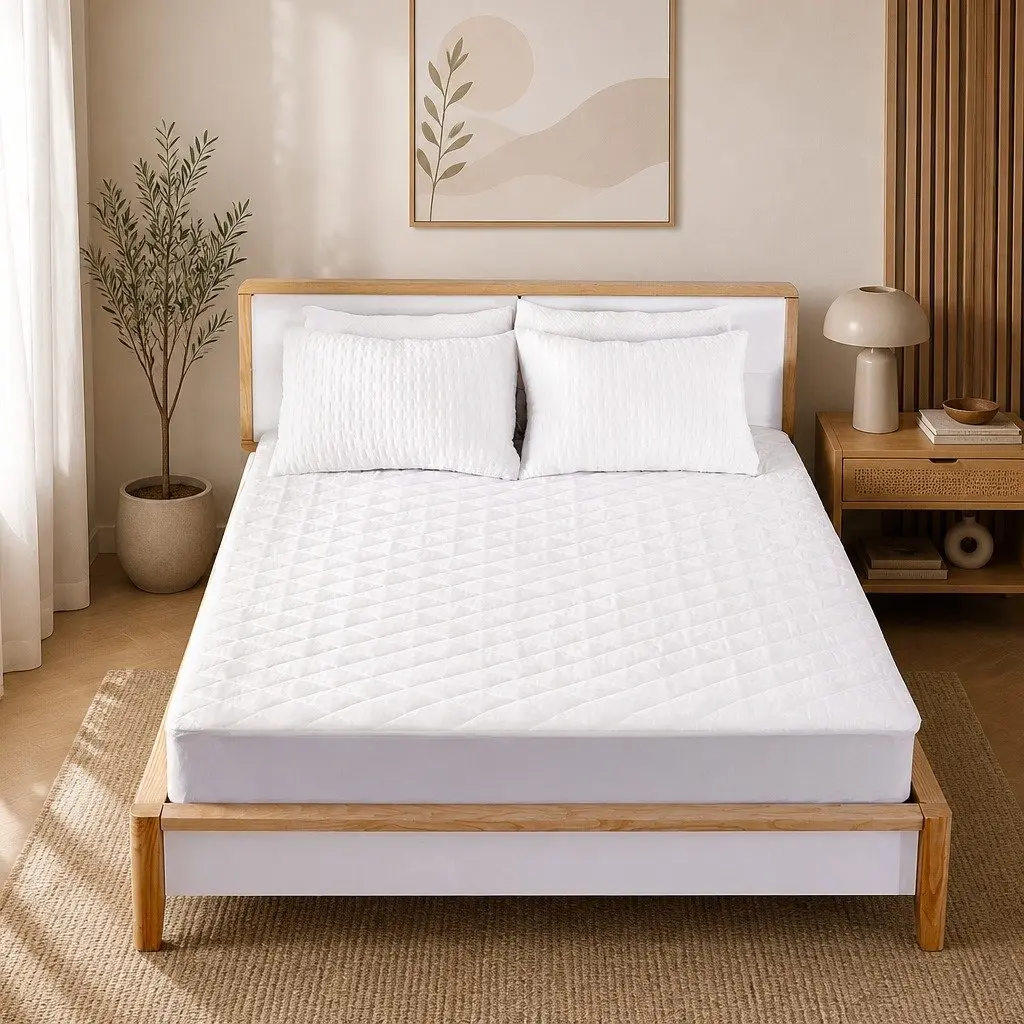 Fitted Mattress Protector King Single Waterproof Microfiber Dust Mite Prevention White