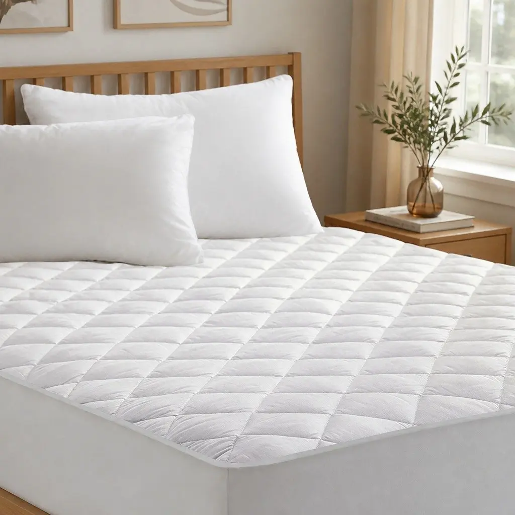 Single Mattress Protector Waterproof Microfibre Fitted Bedding Cover White 188cm x 91cm