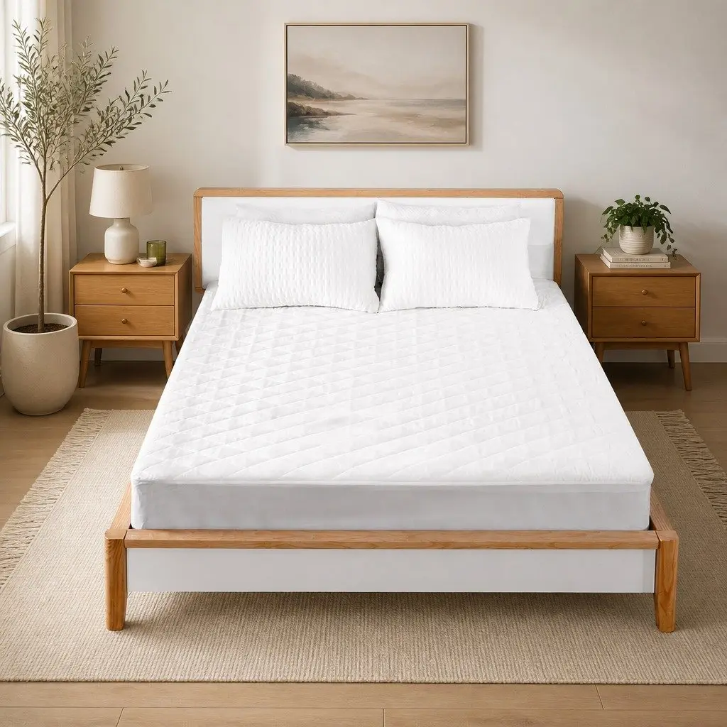 Single Mattress Protector Waterproof Microfibre Fitted Bedding Cover White 188cm x 91cm