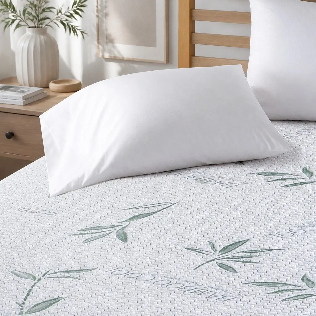 King Single Fitted Mattress Protector Waterproof Dust Mite Allergen White 35cm or 40cm Depth
