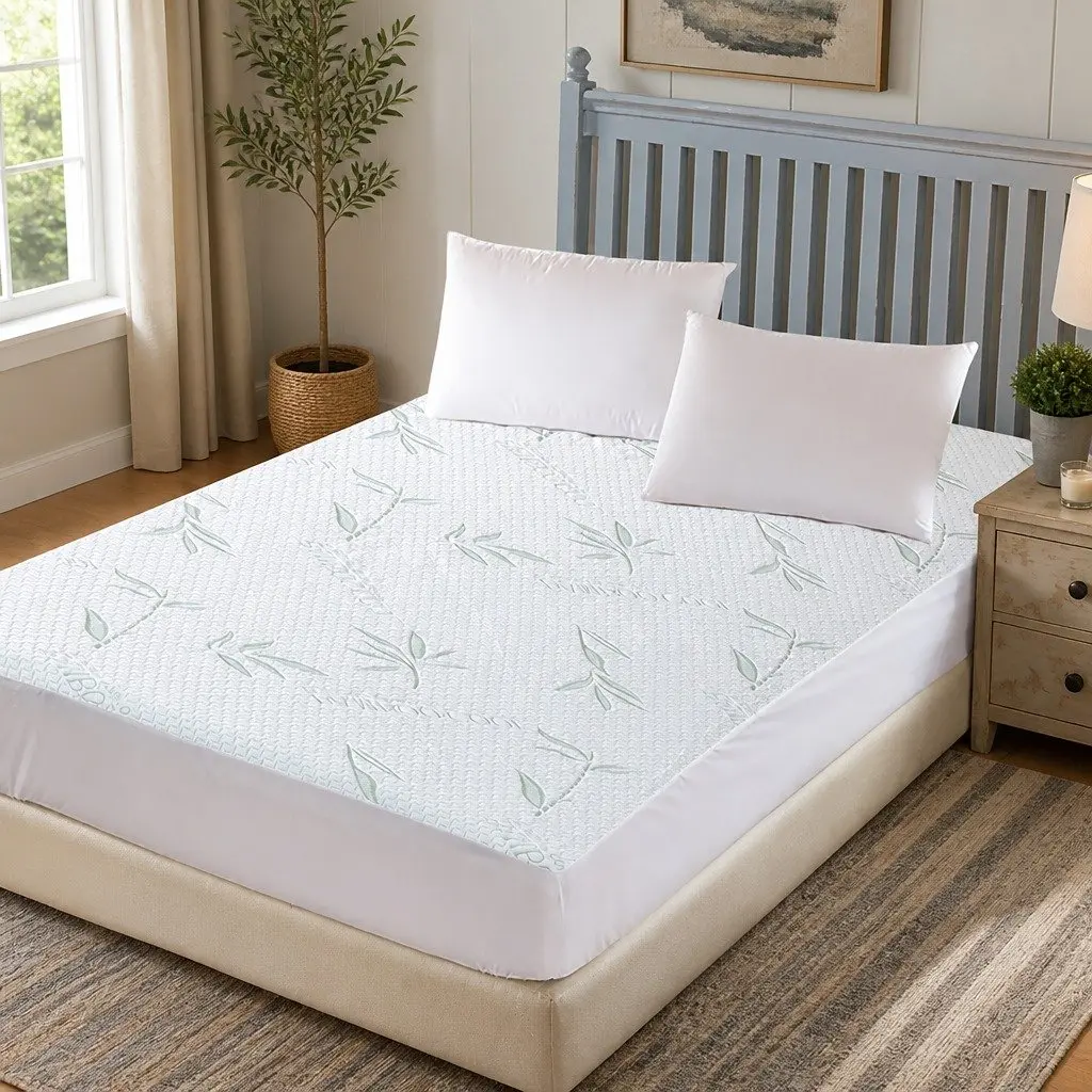 King Single Fitted Mattress Protector Waterproof Dust Mite Allergen White 35cm or 40cm Depth