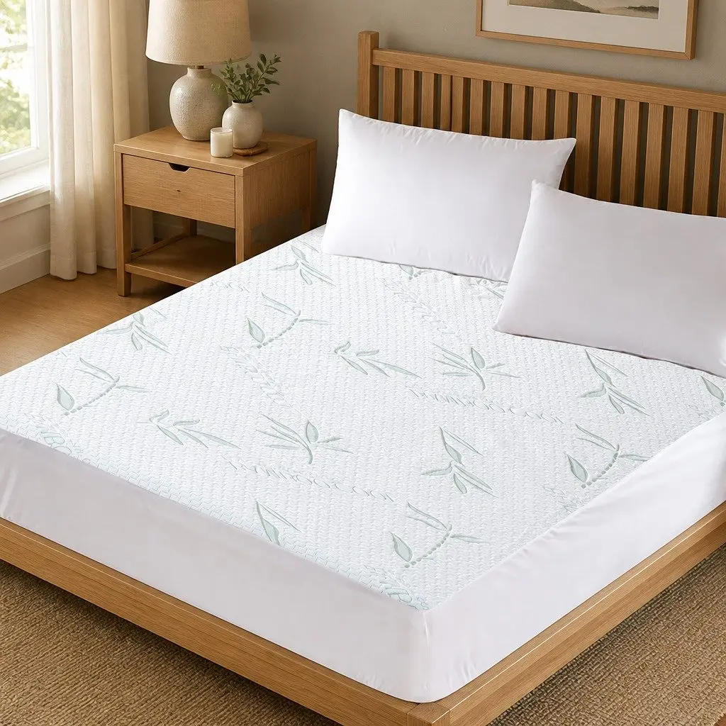Fitted Mattress Protector Super King Size Waterproof Breathable White Dust Mite Allergens