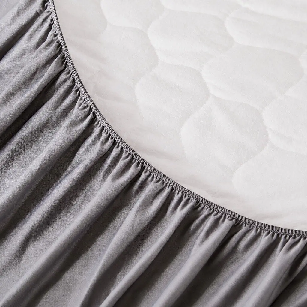 Mattress Protector Bamboo Charcoal Queen Fitted Waterproof Anti-Bacterial Grey
