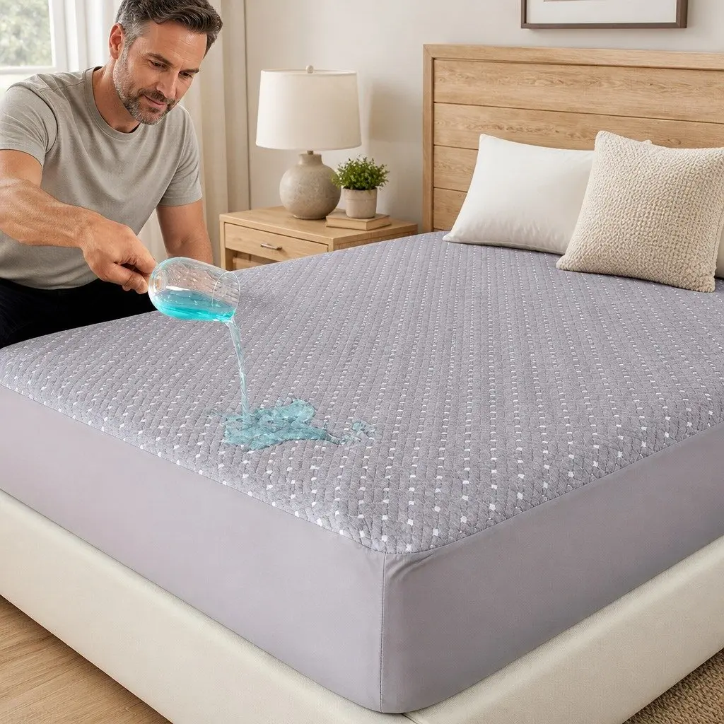 Mattress Protector Bamboo Charcoal Queen Fitted Waterproof Anti-Bacterial Grey