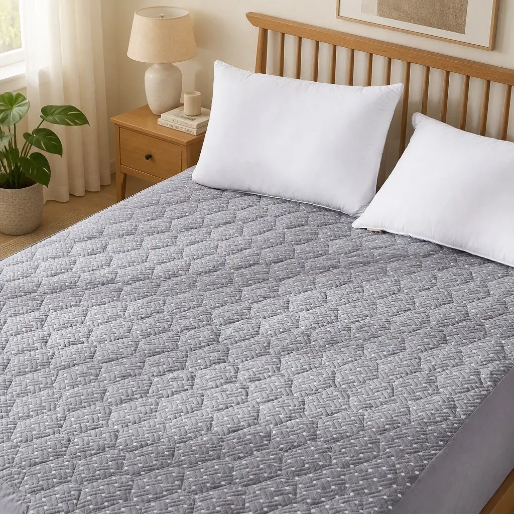 Mattress Protector Bamboo Charcoal Queen Fitted Waterproof Anti-Bacterial Grey