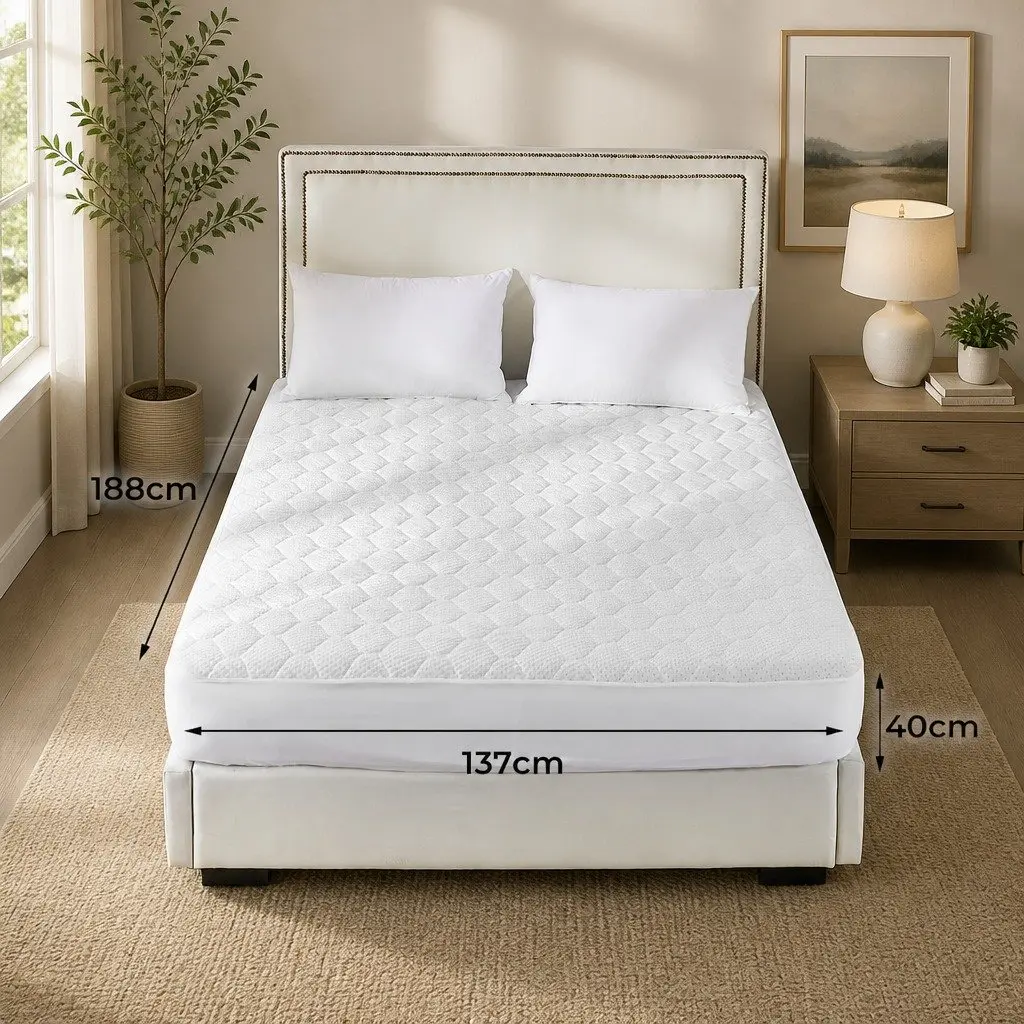 Mattress Protector Topper Bamboo Fibre Double Bed Waterproof Fitted Quilted