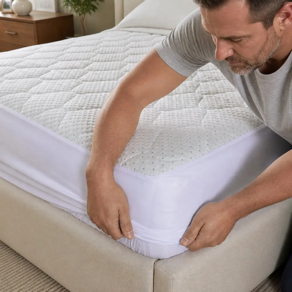 Mattress Protector Topper Bamboo Fibre Double Bed Waterproof Fitted Quilted
