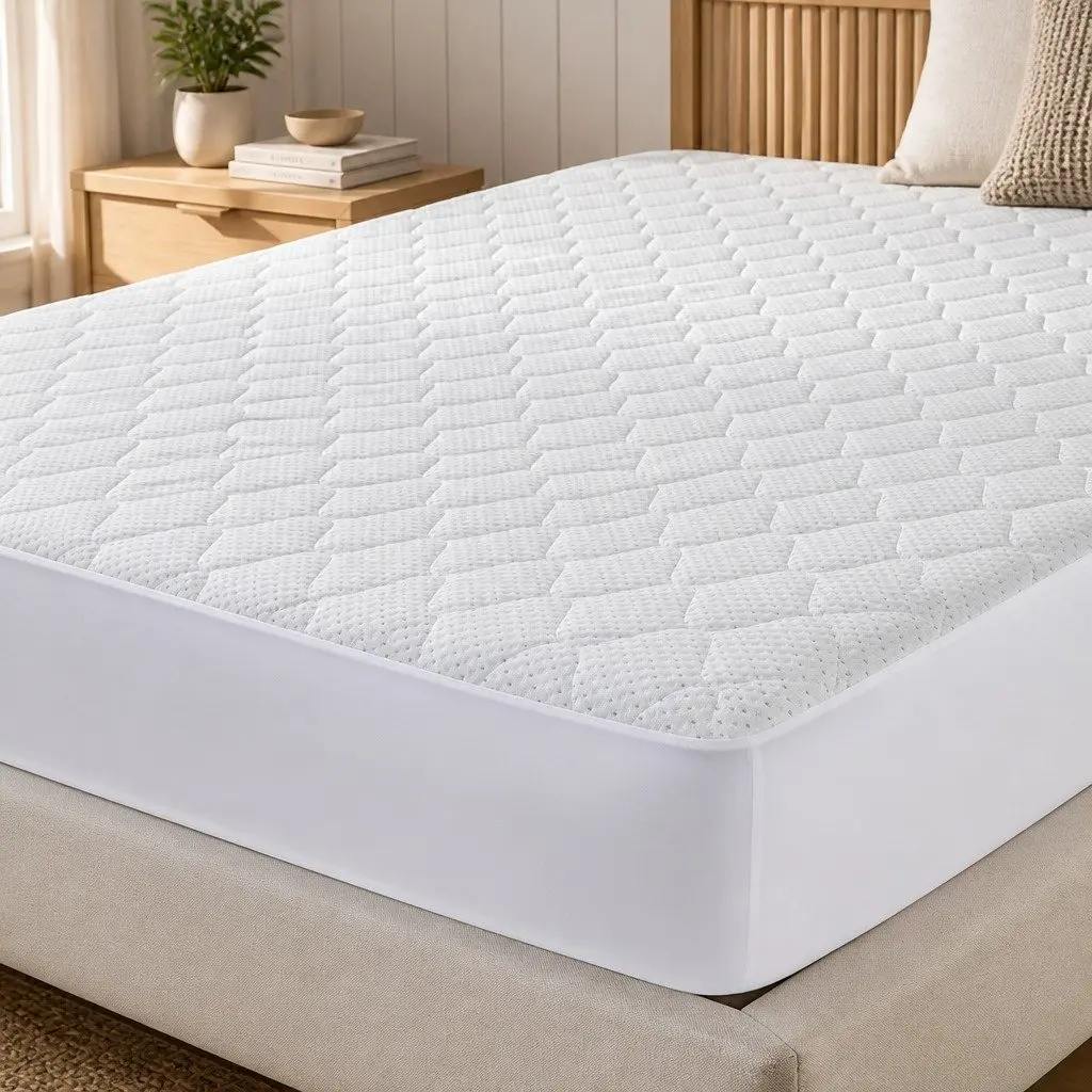 Mattress Protector Topper Bamboo Fibre Double Bed Waterproof Fitted Quilted