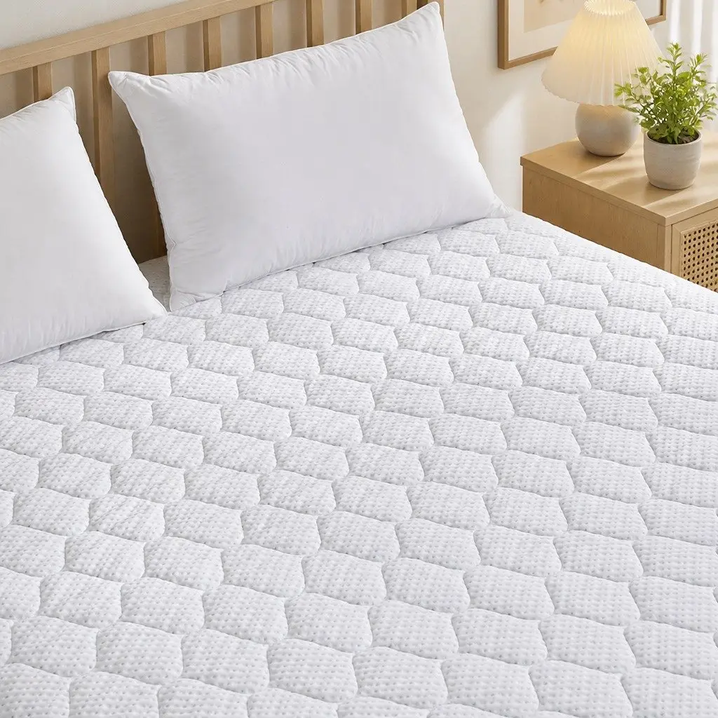 Mattress Protector Topper Bamboo Fibre Double Bed Waterproof Fitted Quilted