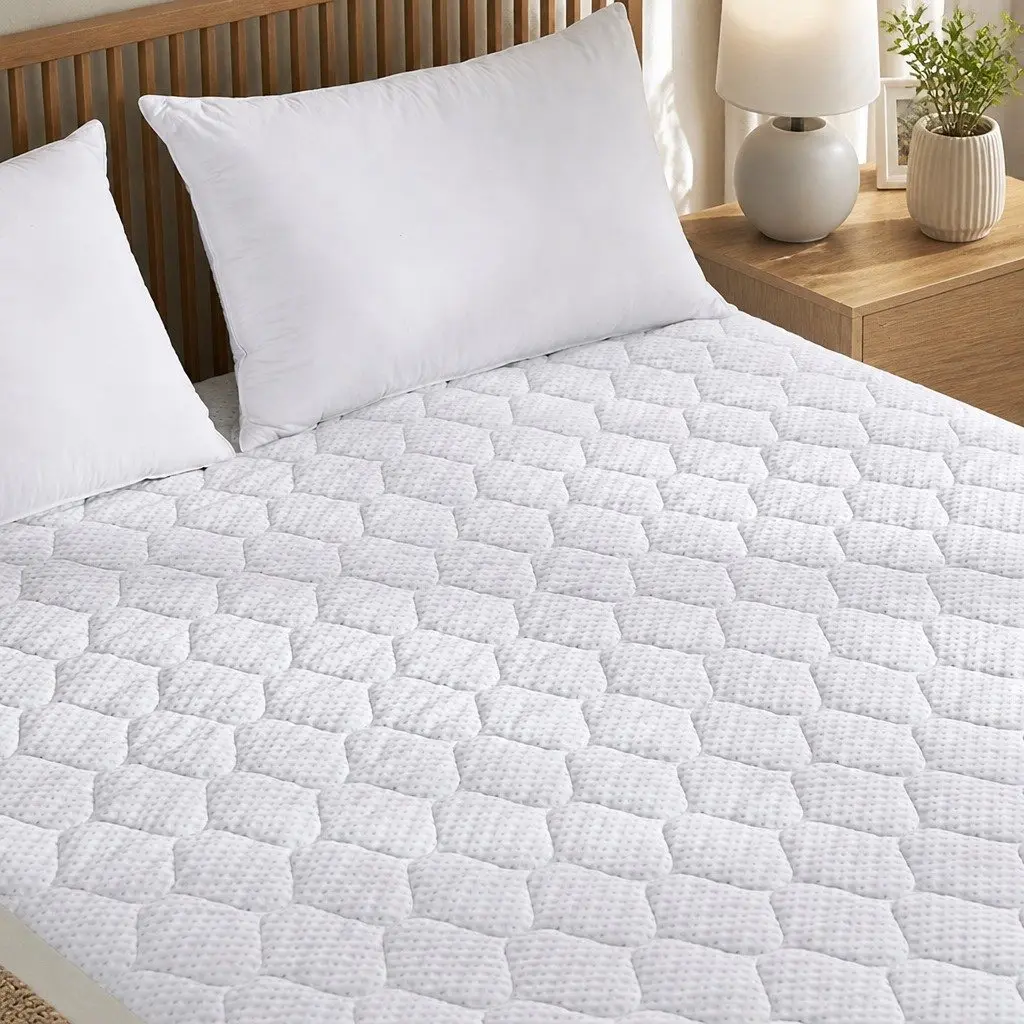 Mattress Protector Bamboo Fibre King Size Quilted Waterproof Fitted White