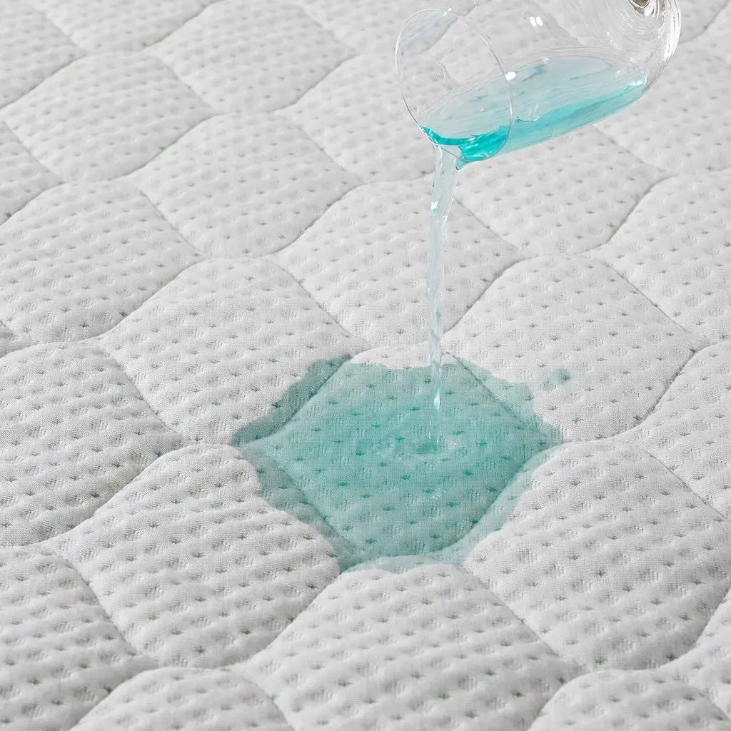 Bamboo Fibre Quilted Mattress Protector Waterproof Fitted Queen Size with Elastic White