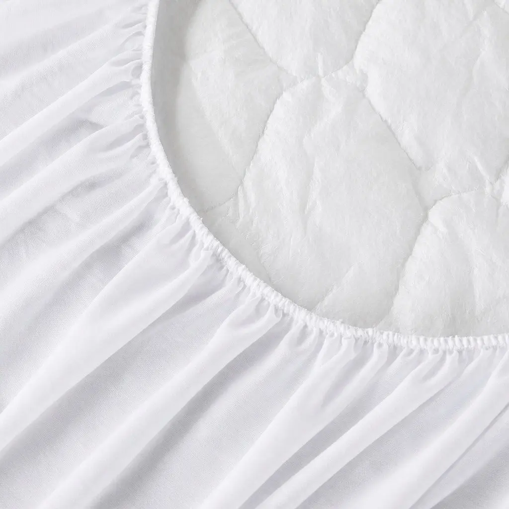 Single Fitted Mattress Protector Bamboo Fibre Waterproof Quilted 188cm x 91cm White