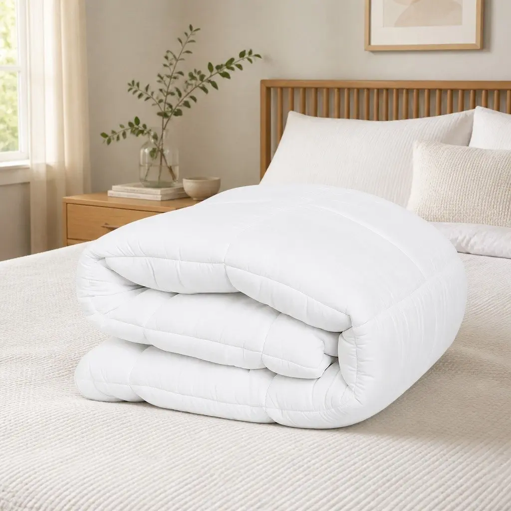 5cm Extra Thick Pillowtop Single Mattress Topper Fitted Skirt White